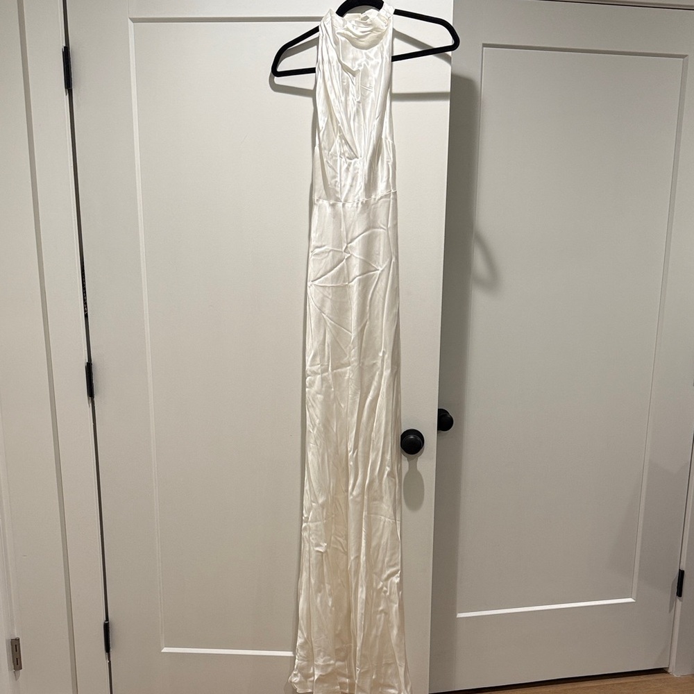 Elegant White Halter Dress